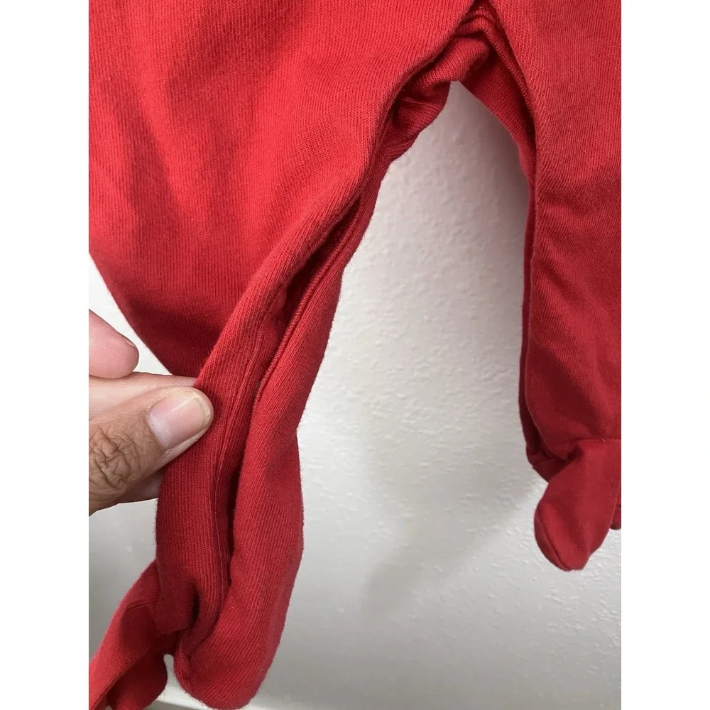 Ralph Lauren 9M Baby Boy Shawl-Collar Cotton Coverall Bodysuit Red Blue Pony
